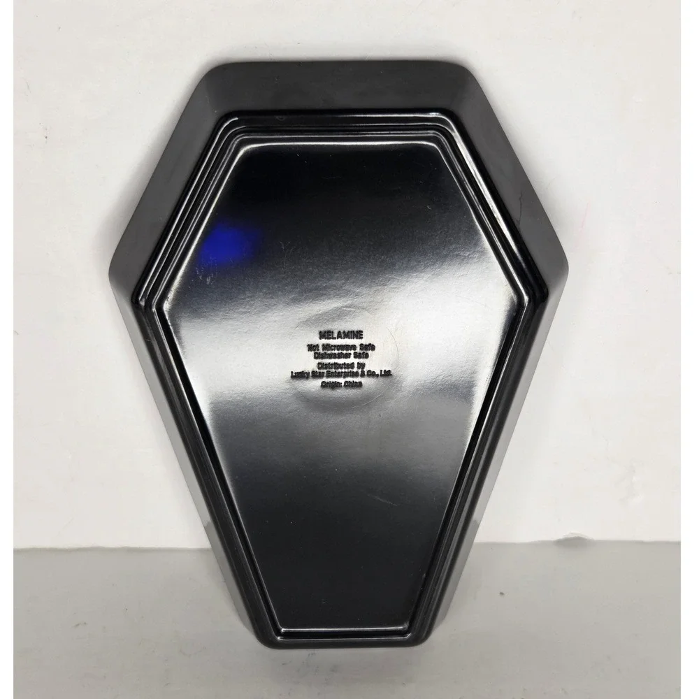 Black Coffin Shaped RIP Tombstone Melamine Tray Spoon Rest Gothic Halloween
